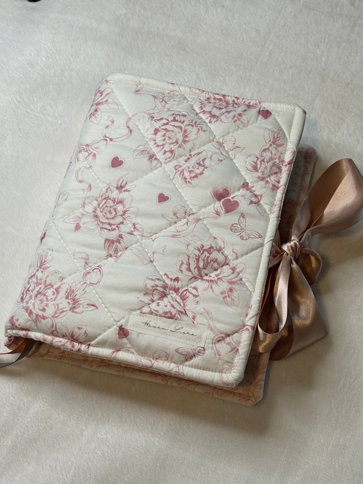 Custom quilted Bible cover interior lining detail