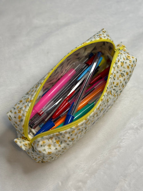 Buttercup Meadow Pencil & Makeup Brush Bag - styled with pens inside