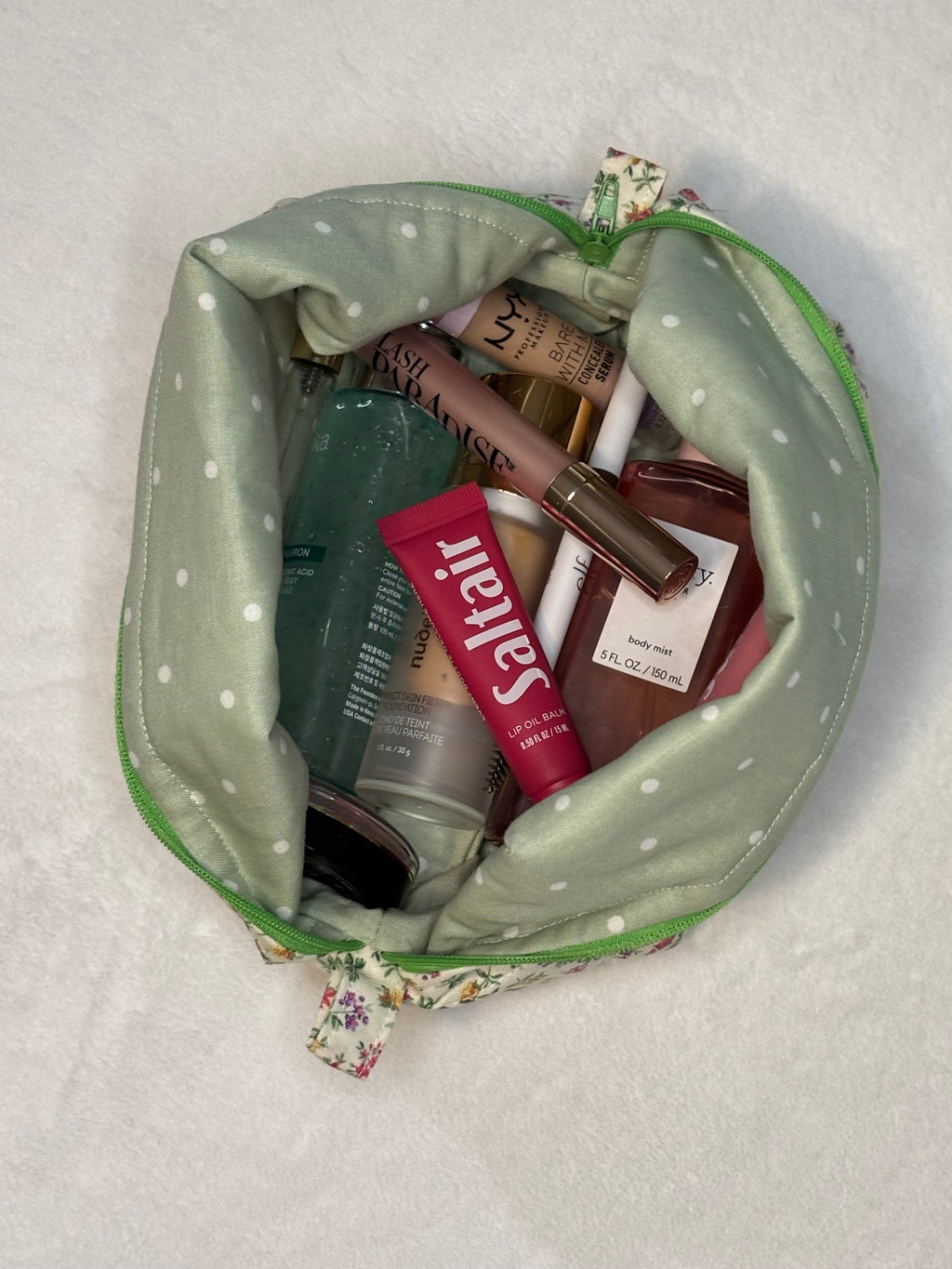 Garden Party Large Makeup Bag - filled with makeup